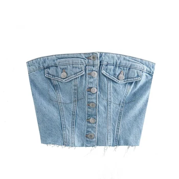 Spring and Autumn New Denim Vest Vest Women's Pocket Loose Korean Style Vest Jacket Versatile Waistcoat