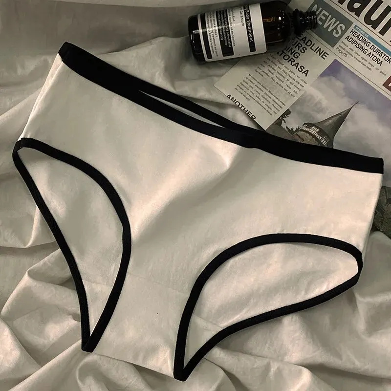 Sports Girls Underwear 3pcs Sports Cool Style Instagram Minimalist Girls' Underwear Mid Waist Japanese Pure Cotton Women's Triangle Top