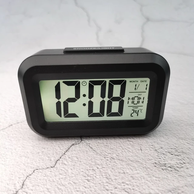 1PCS Black Digital LCD Table Car Clock Dashboard Desk Date Time Calendar  Mini Small Electronic Clock 