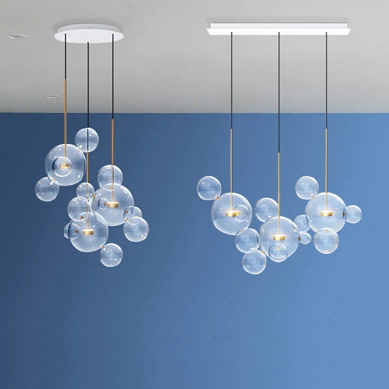 LED Postmodern Glass Bubbles Ceiling Chandeliers Lighting Lustres Hanging Lamps For Living Room 20cm