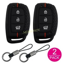 Silicone 3 - Button Car Key Fob Cover & Chain (2x Key Case Keychain)
