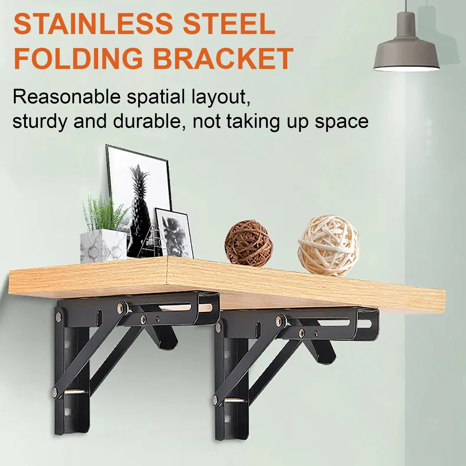 Folding Shelf Brackets Heavy Duty Stainless Steel Wall Mounted Collapsible Furniture Space Saving for Garage Workstation 2pc folding shelf bracket shelf bracket