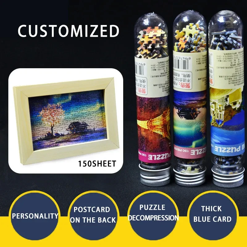 150PCS Jigsaw Pocket Multi-type Landscape Puzzle Game Test Tube Packaging Travel Puzzle Toys DIY Jigsaw  Puzzle Toys Kids 5