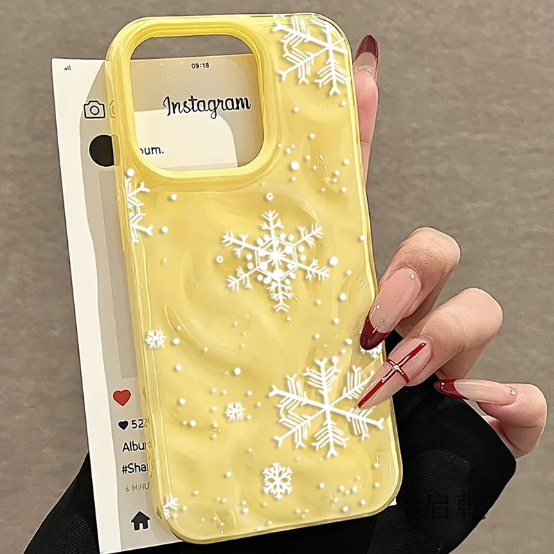 Elegant Snowflake Textured Winter Phone Case - Anti-Drop Soft Cover