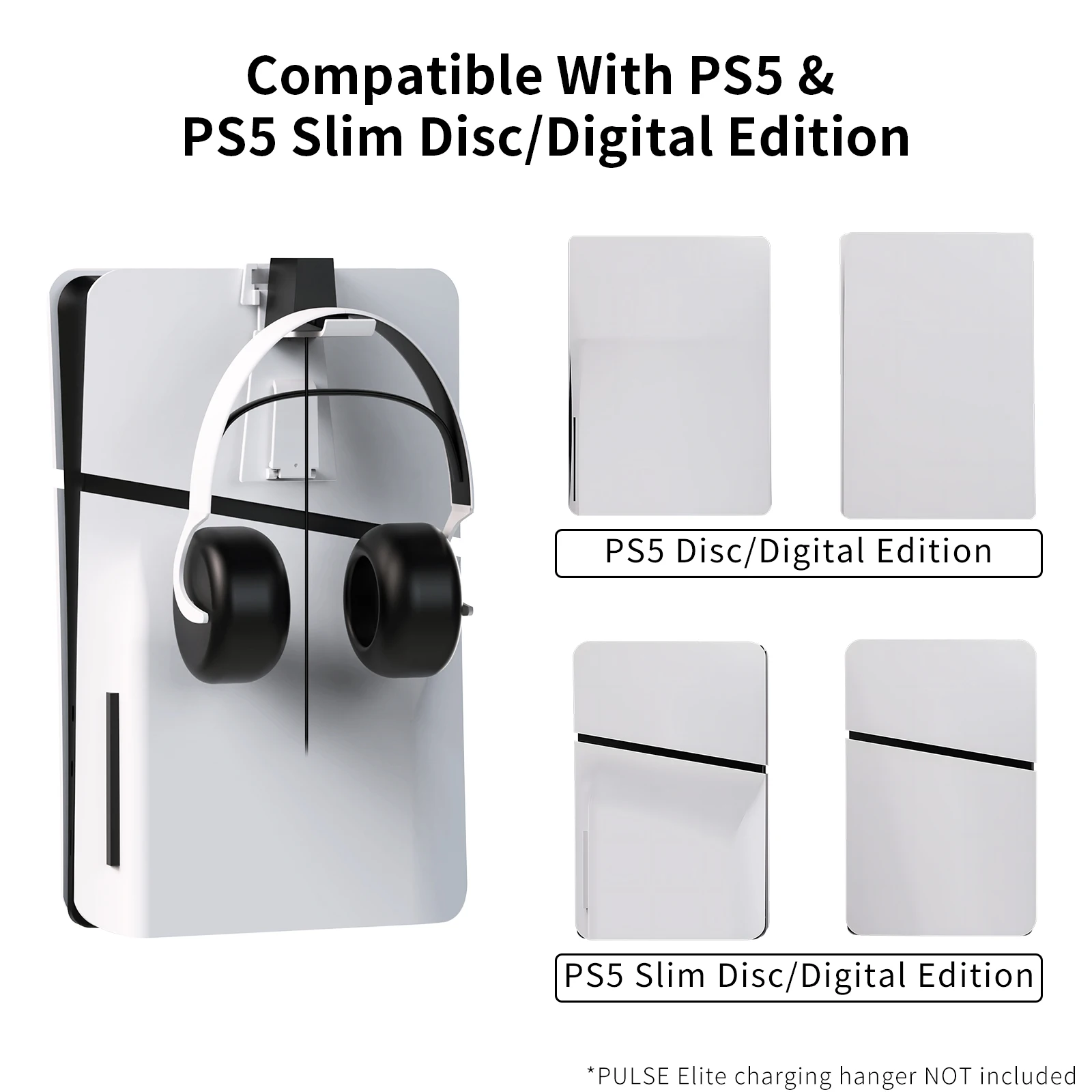 벽 마운트 헤드폰 행어 공간 절약형 게임 패드 컨트롤러 후크, PS5 슬림, PS5 콘솔, 플레이스테이션 5 슬림, 플레이스테이션 5