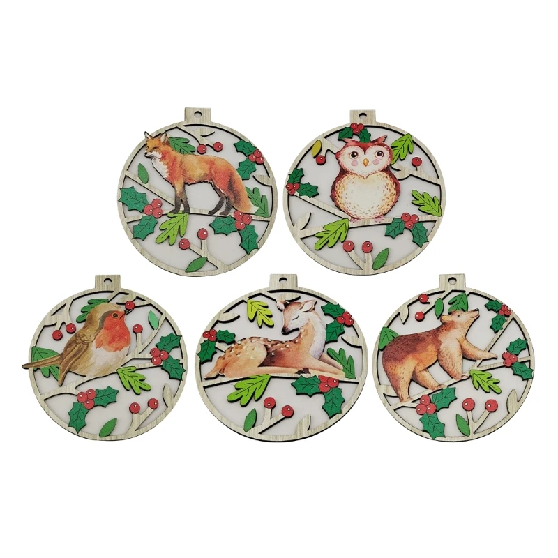 

H55A 5 шт. рождественские деревянные круглые безделушки бирки DIY рождественские шары украшения искусство ремесла украшения