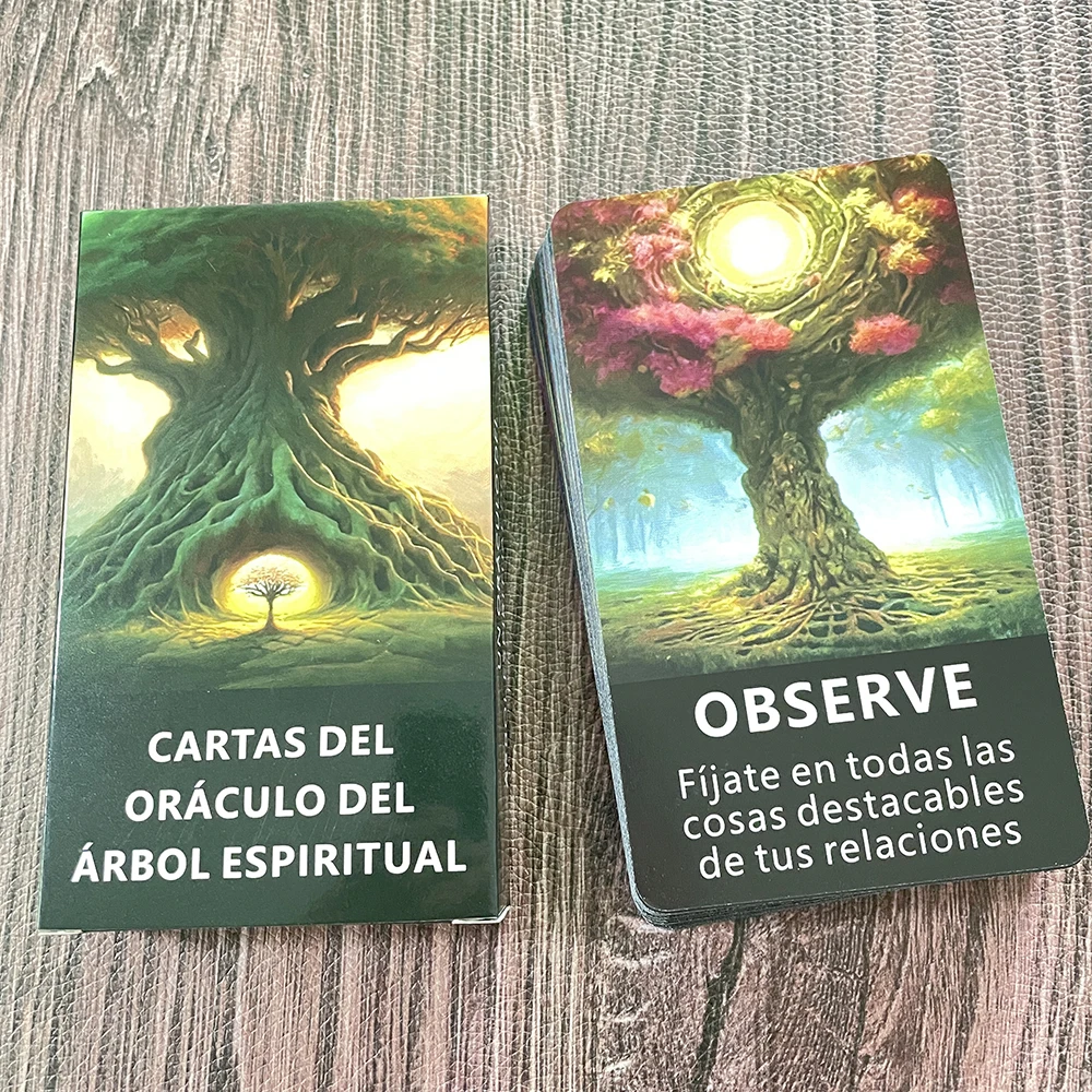 Spanish Tree Telepathy Oracle Cards Prophecy Divination Tarot Deck with Meaning on It Keywords Taro 56-cards mystical manga tarot card deck for beginners，the unique group card with the guide the complete 78 cards
