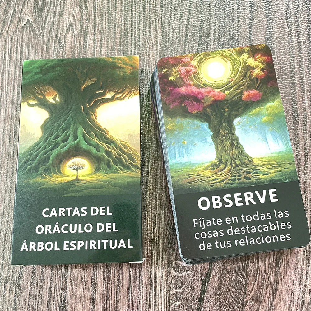 Spanish Tree Telepathy Oracle Cards Prophecy Divination Tarot Deck with Meaning on It Keywords Taro 56-cards customized product two kinds cards tarot with japanese english manual