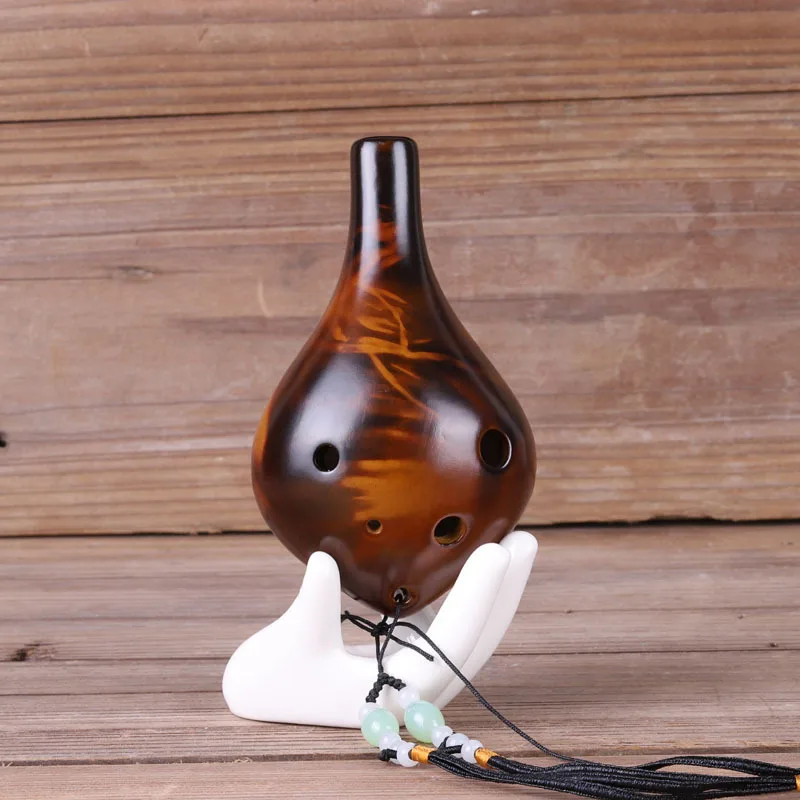 6 Hole Small Size Ocarina Strawfire Ceramic Alto C Tone Key Flute Glaze Chinese Tao Professional Musical Instrument Beginner