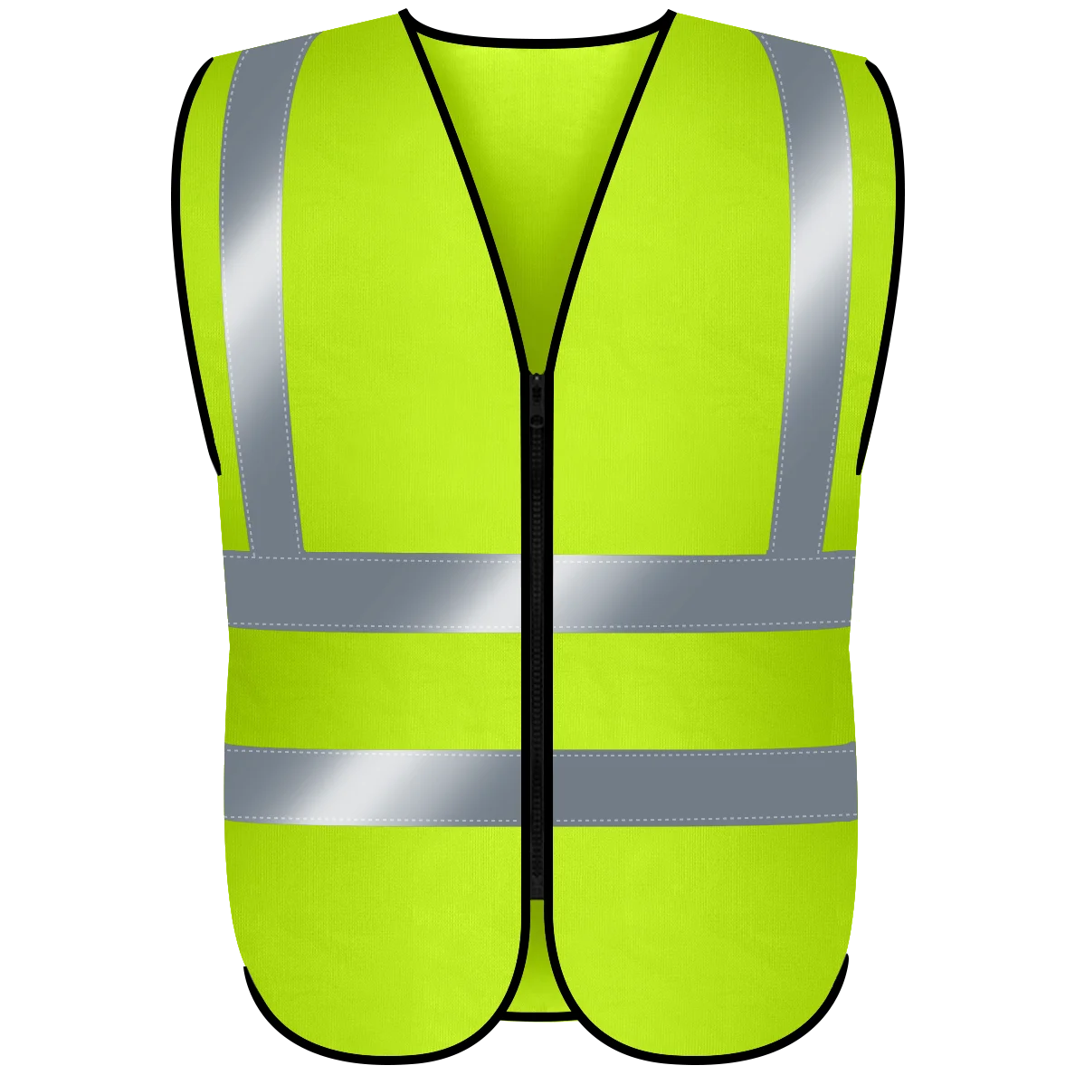 Reflective Safety Vest Size S 4XL Front Zipper Neon High Visibility Adults Construction Work