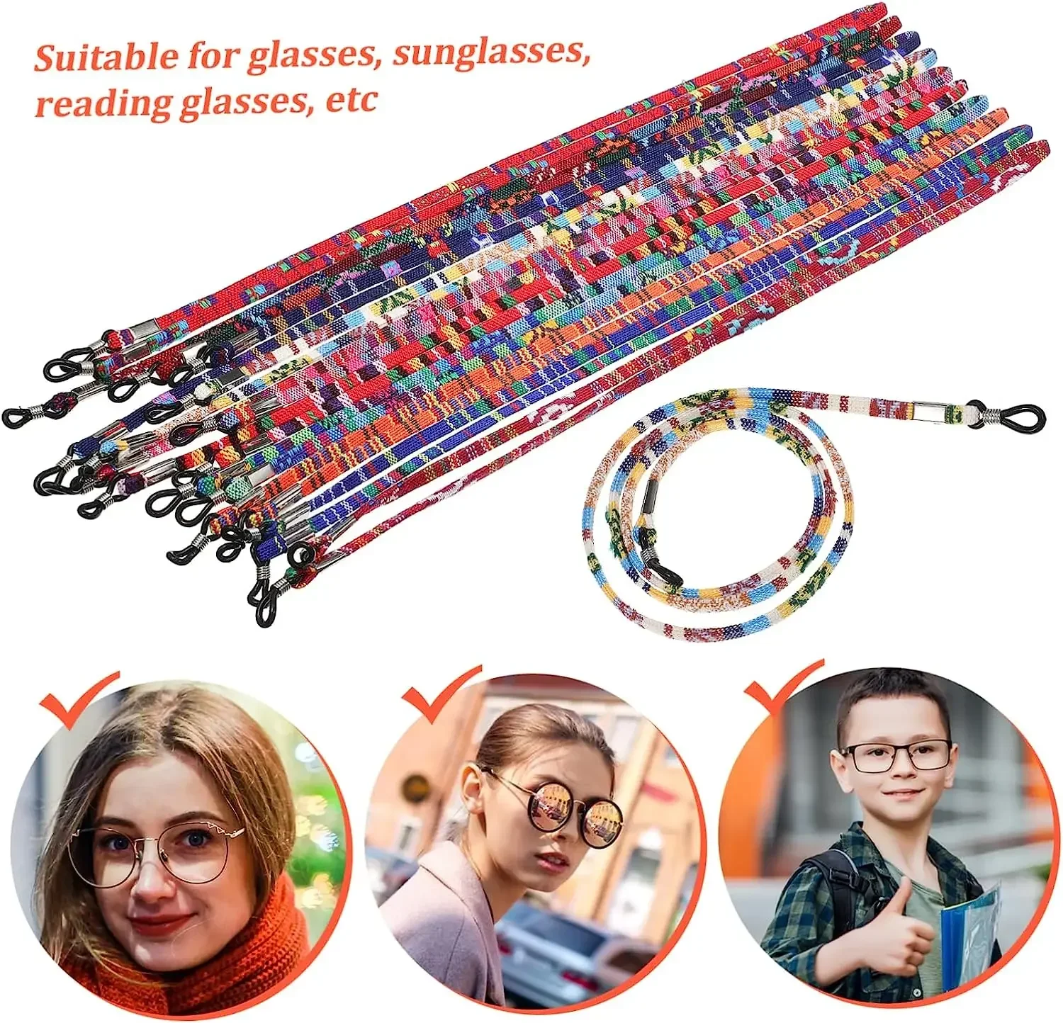 1/5pcs Eyeglass Sunglasses Cotton Neck String Cord Retainer Strap Eyewear Lanyard Holder High-End Ethnic Rope Glasses Chain