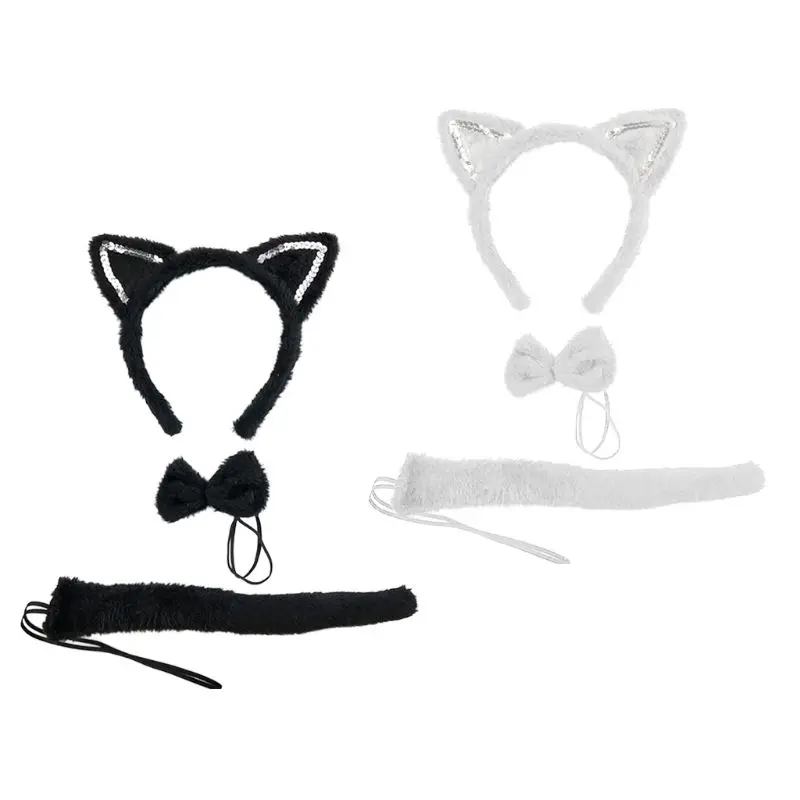 

Комплект костюмов для кошек, костюмы для косплея кошек для женщин, повязка на голову с кошачьими ушками, костюм кошки, платье,