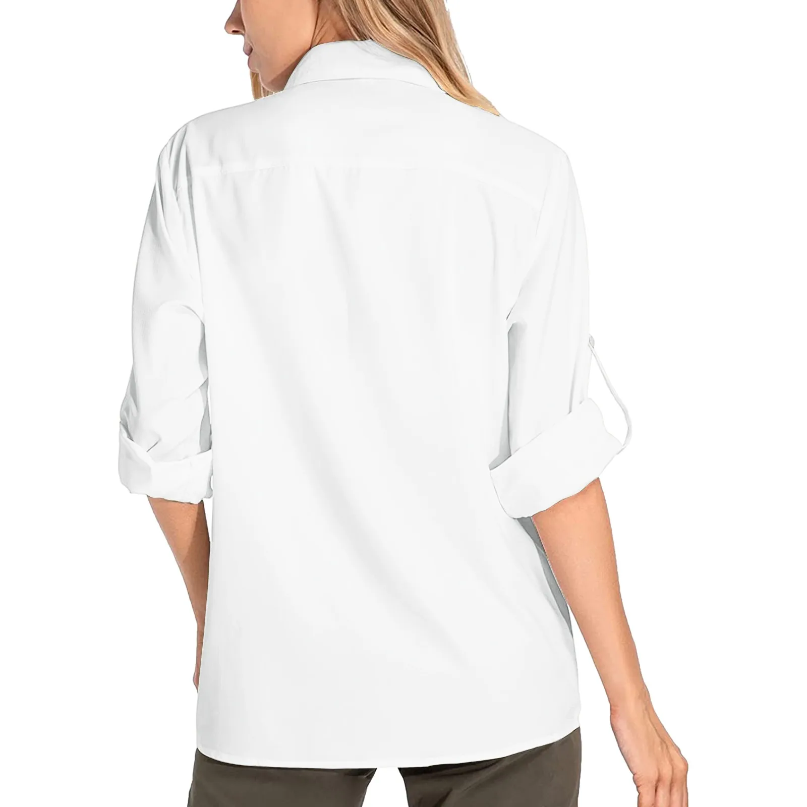 Womens UPF 50+ Sun Shirts Long Sleeve Outdoor Cool Quick Dry Fishing Hiking Shirt Turn-down Collar Button Blouses