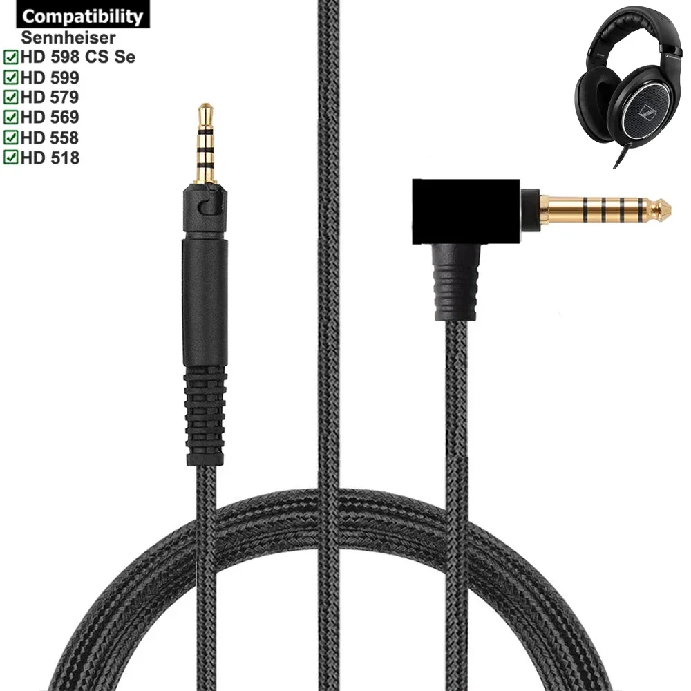 Cabo de Nylon Trançado de Substituição Equilibrada Cabo de Extensão para Sennheiser hd 518 558 569 579 599 598 cs se Headphones 4.4 mm 2.5 mm