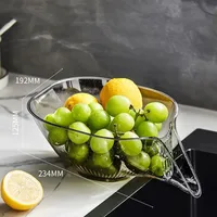 Multifunctional Plastic Drainage Basket White Grey Vegetable Basin Kitchen Creative Fruit Plate Fruit Washing 6