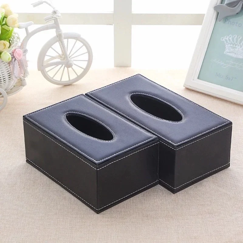 Light Luxury Leather Tissue Box, Living Room and Dining Room Napkin Holder, Kitchen Storage Supplies, Leather Car Tissue Holder 3