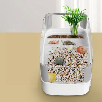 Turtle Tank House with Areas To Breed Feed Swim Bask Indoor Turtle Enclosure Small Animal Turtle Cage Reptile Habitat House