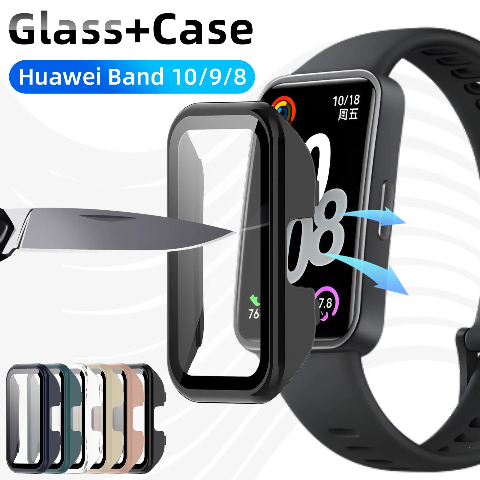 Glass+Case for Huawei Band 10 Tempered Glass Screen Protector