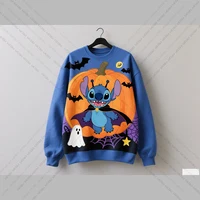 2025 Disney Mickey Stitch Print Women's Sweatshirt  Sporty Casual Style With Plus Size Streetwear Trendy Hip-Hop Style
