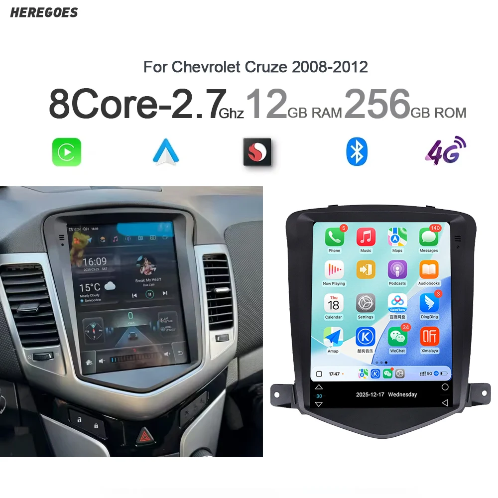 9,7 "DSP 2 din Android 15,0 8 Core CarPlay 2GB RAM 256GB ROM Auto Player GPS autoradio multimedia Für Chevrolet Cruze 2008-2012