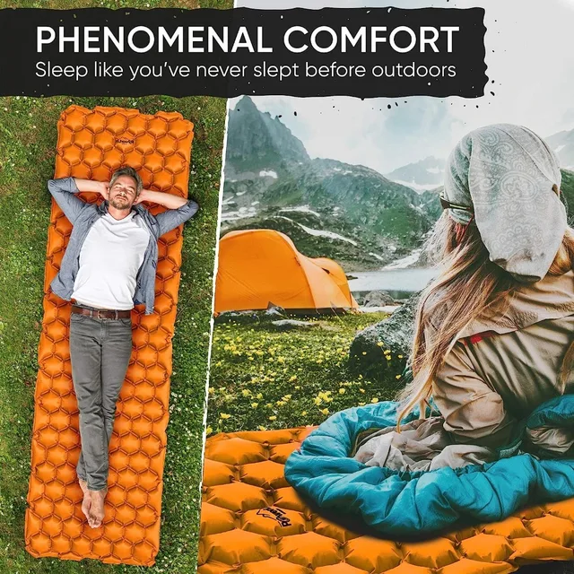 Ultralight Inflatable Sleeping Pad - Air Mattress for Camping, Backpacking, Hiking with Bag, Repair Kit. Air Mattress - Image 2