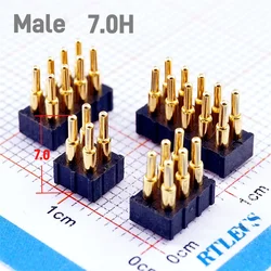 Gold Plated Spring Loaded Pogo Pin Connector with Double Row Mount, 2.0mm Pitch - 10(2x5)P (Height 7.0mm Male)