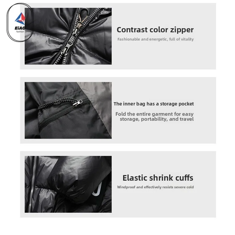 EIAO High Luxury Down Jacket Men Women Winter 2025 Travel Portable Lightweight White Duck Down Coat Snow Warm Short Soft Puffer