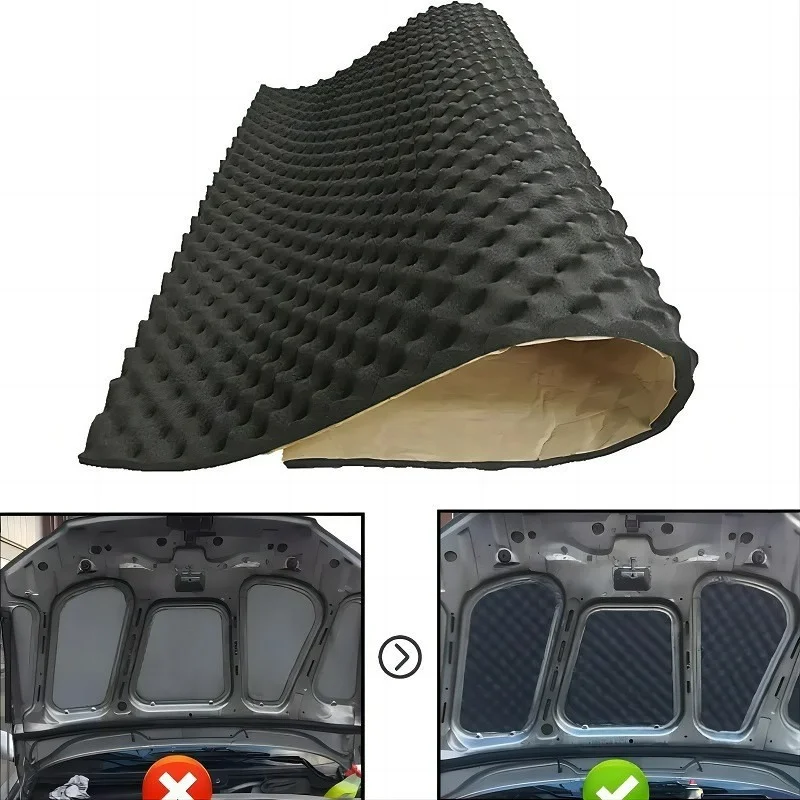 Car Self Adhesive Sound Proof Foam 200/50cm Wavy Rubber Foam Cotton Acoustic Soundproof Insulation Mat Office Car Accessories