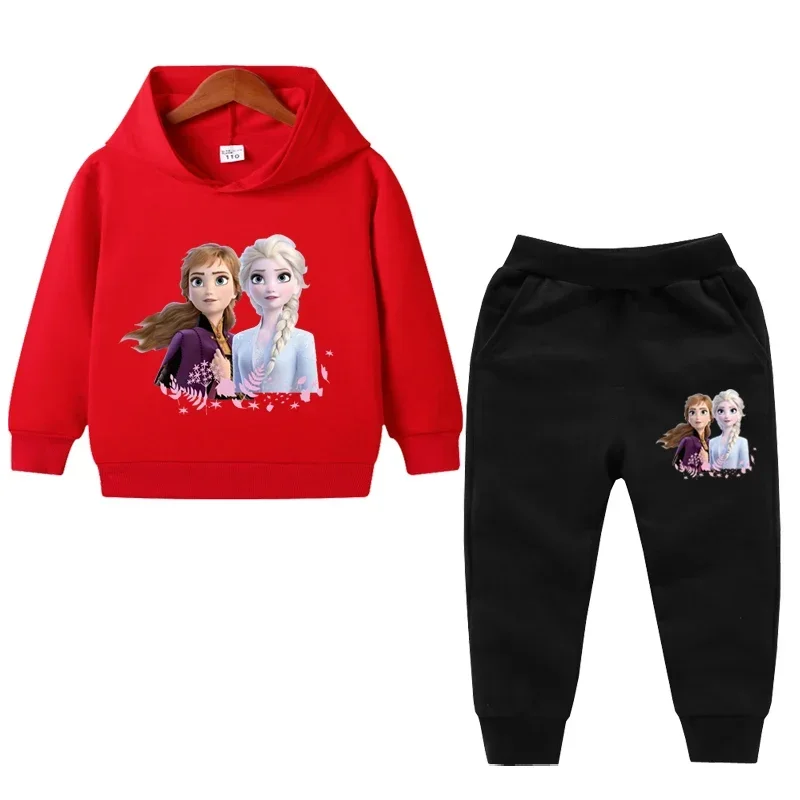 thumbnail image 1 of Ropa de primavera para niños, suéter de manga larga con capucha y pantalón de Frozen Elsa para niñas, conjuntos de 2 piezas, ropa para niñas pequeñas, 1 of 5