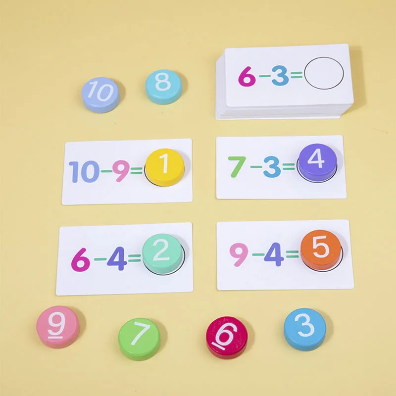 Children's Wooden Number Board Cognitive Matching Addition Subtraction Operation Montessori Logical Thinking Training Math Toys 4
