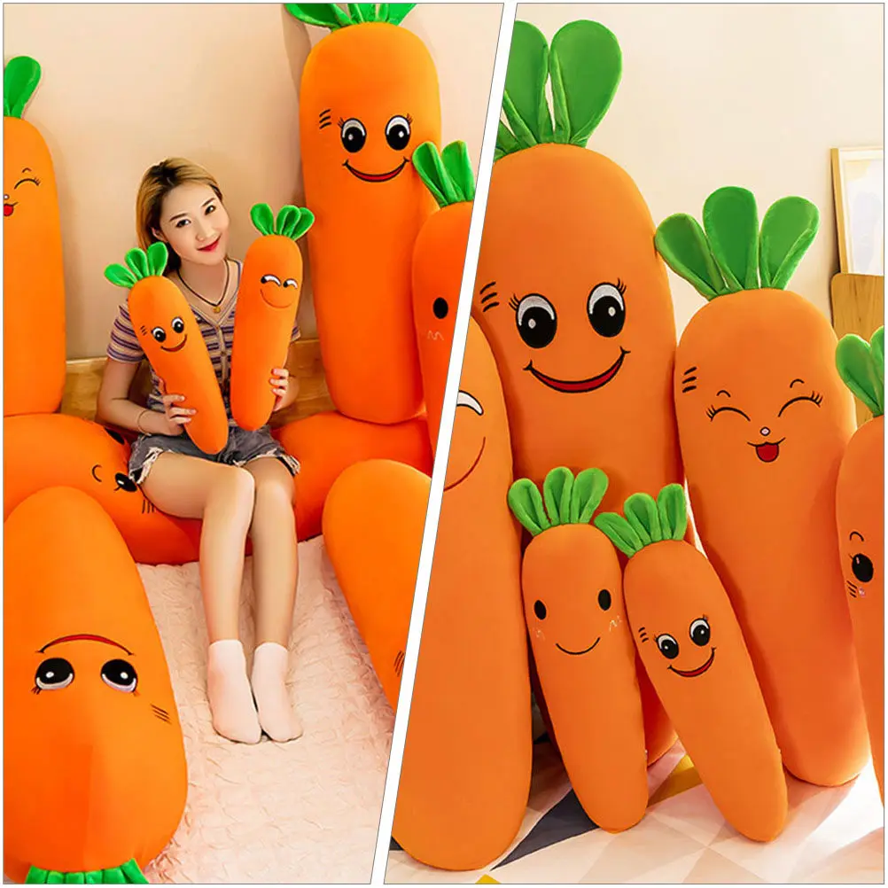 당근 모양 베개 따뜻한 수면 지원 장식 쿠션 거실 침대 자동차 가정 공간용