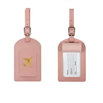 Minimalist Leather Luggage Tag, Sleek Travel ID Label