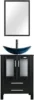 24" Modern Bathroom Vanity Sink Combo Black Stand Cabinet with Blue Boat Tempered Glass Vessel Sink & Water Save Faucet 1