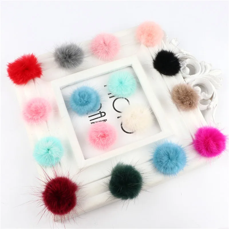 10pcs/lot 3cm Fur Pompom Real Mink Fur Balls 30mm Mini Pom Poms DIY Pompon Decro For Hats Cap Scarf Gloves Keychain