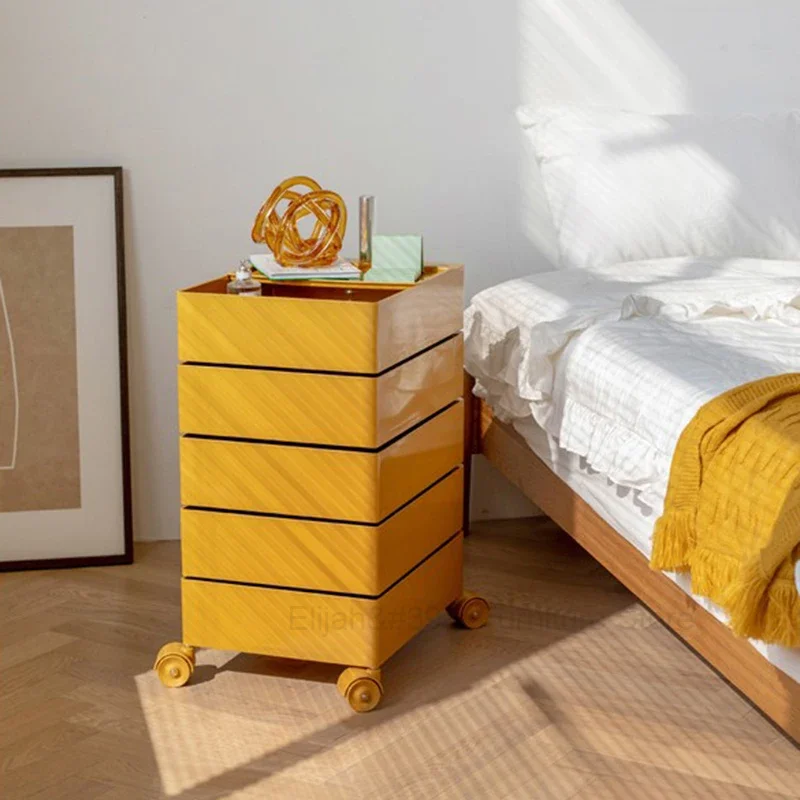 Bedroom Mobile Nightstands Modern Kawaii Storage Box Vintage Minimalist Bedside Table On Wheels Cute Nachttisch Home Furniture