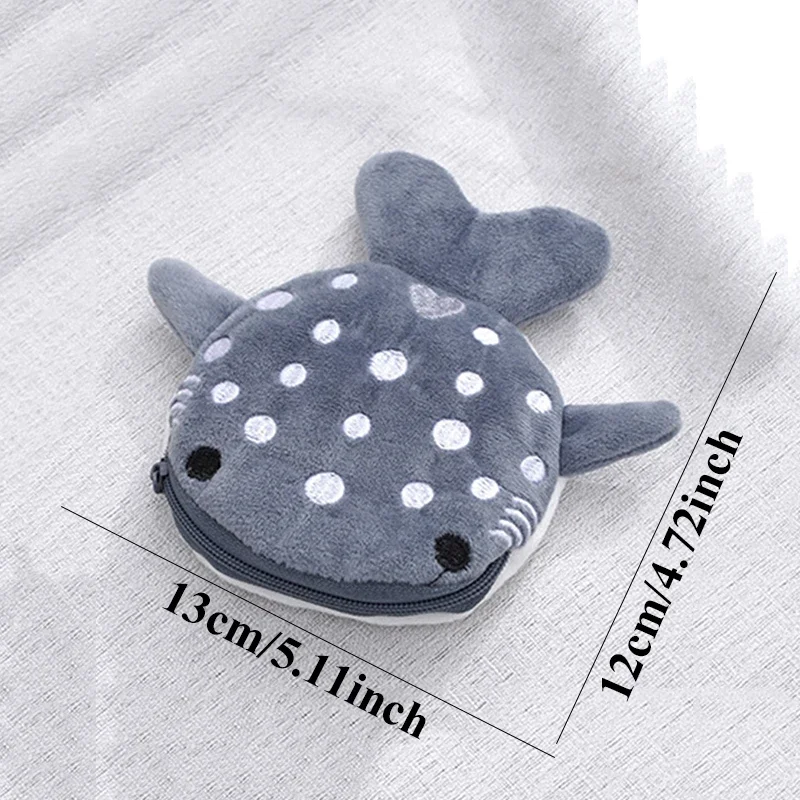 Fashion Cute Blue Shark Mini Whales Coin Purse Plush Zipper Coin Wallet Designer Women's Small Change Bag Key Earphone Pouch coin purse plush coin purse coin wallet change bag women wallet