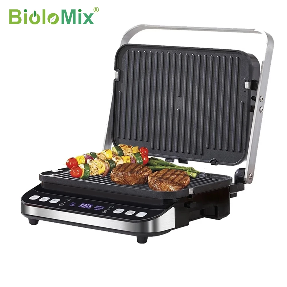 Biolomix 2000w Electric Contact Grill Digital Griddle And Panini Press