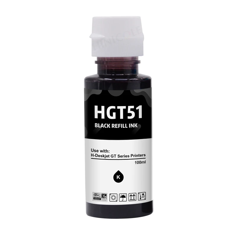 Hinicole 100ml Bottle Gt51 Gt52 Tanque de Recarga de Tinta Corante para hp Smart 450 455 500 510 515 516 519 530 559 570 610 615 651 Printer - Imagem 3