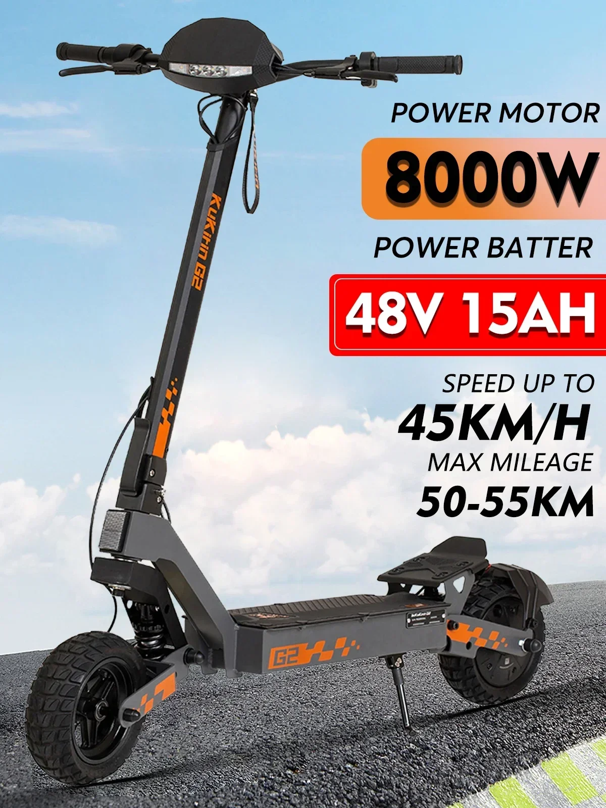 Kukirin G2 800W 48V15AH Eelectric Scooter Max Speed 45-50km/h 10 Inch Tires Max Range 55-60km Foldable Escooter