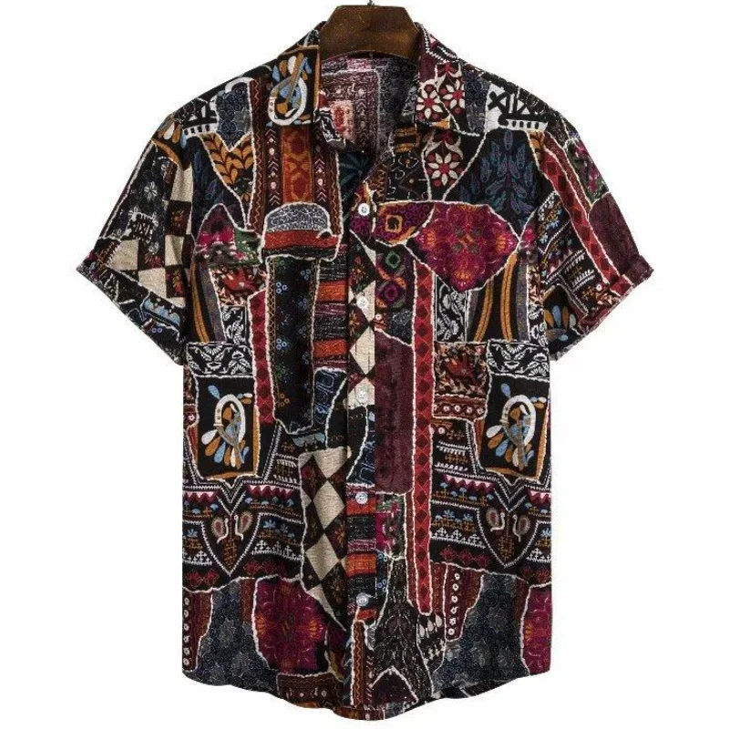 thumbnail image 1 of Camisas geométricas abstractas para hombres, camisetas con estampado 3D, camisa hawaiana, moda de verano, playa, blusa de manga corta con solapa vintage, ropa de calle, 1 of 5