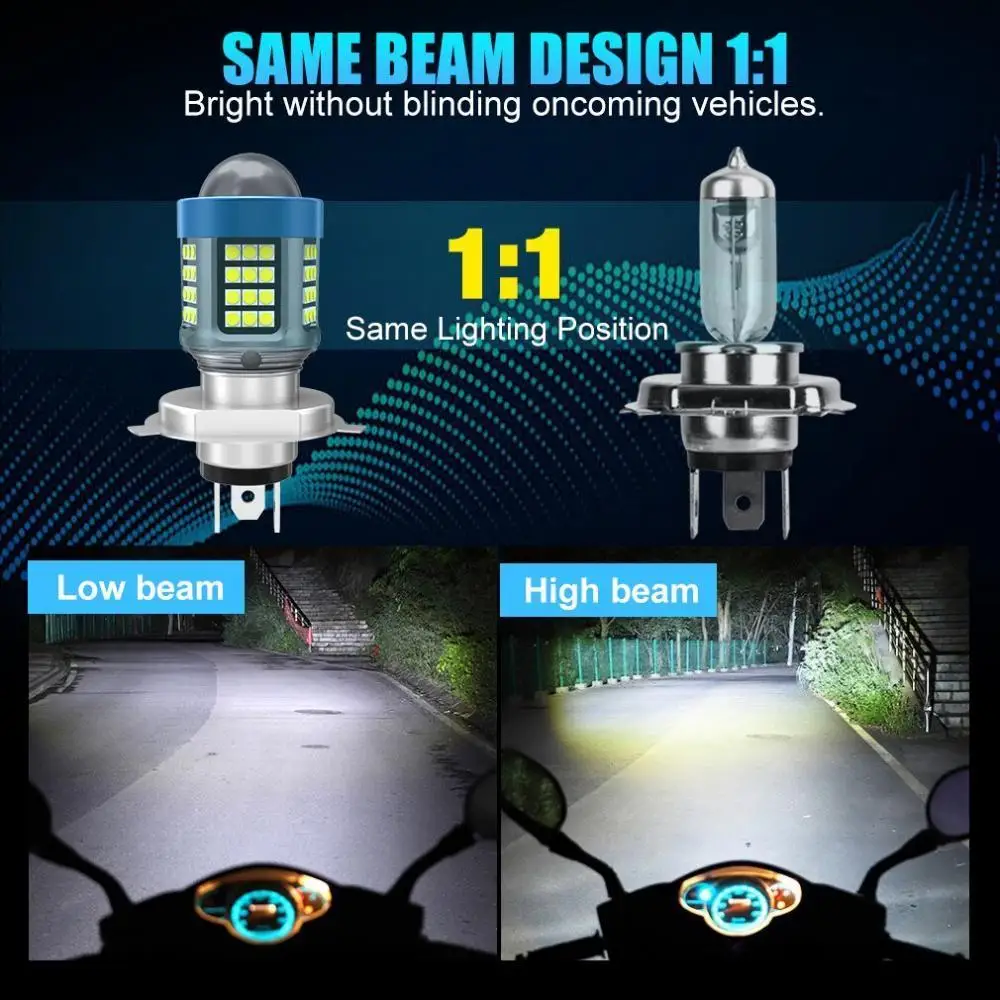 15W H4 Motorcycle Bulb LED Lamp Hi/Lo Beam Headlight Front Light For Honda  Kawasaki - AliExpress