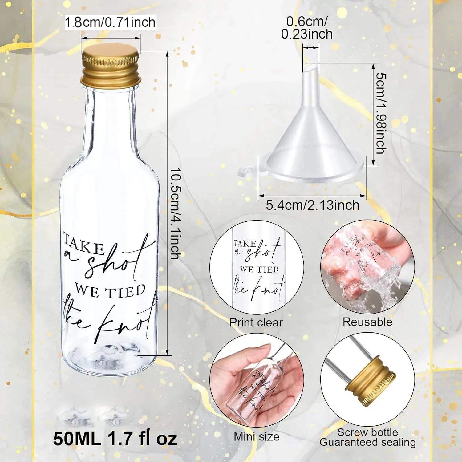 50ml 1.7oz Mini Liquor Bottles Small Plastic Spirit Bottles Wedding Mini Wine Bottles Plastic Alcohol Shot Bottles Party Favors 4