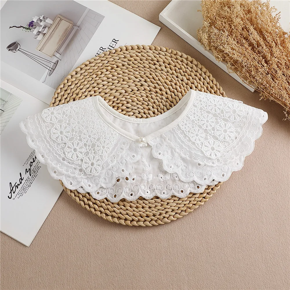

Lace Small Shawl Women Cloak Summer White Sunscreen with Skirt Bow Tie False Collar