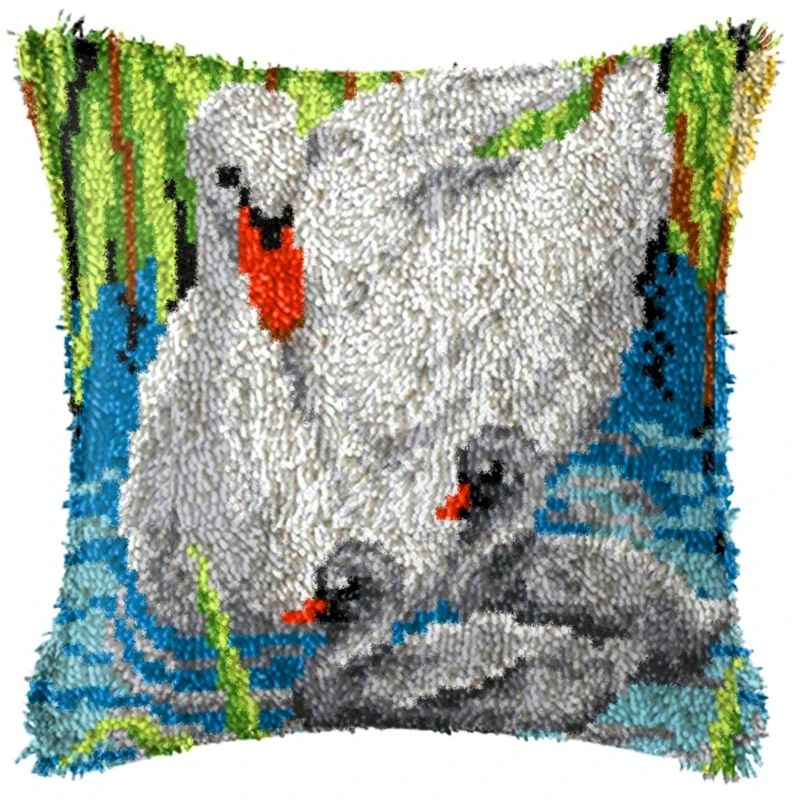 Description Picture 4 of itemBird Smyrna Latch Hook Pillow Carpet Embroidery Do-It-Yourself Carpet Cushion Button Package DIY Latch Hook Rug Kits knoopkussen