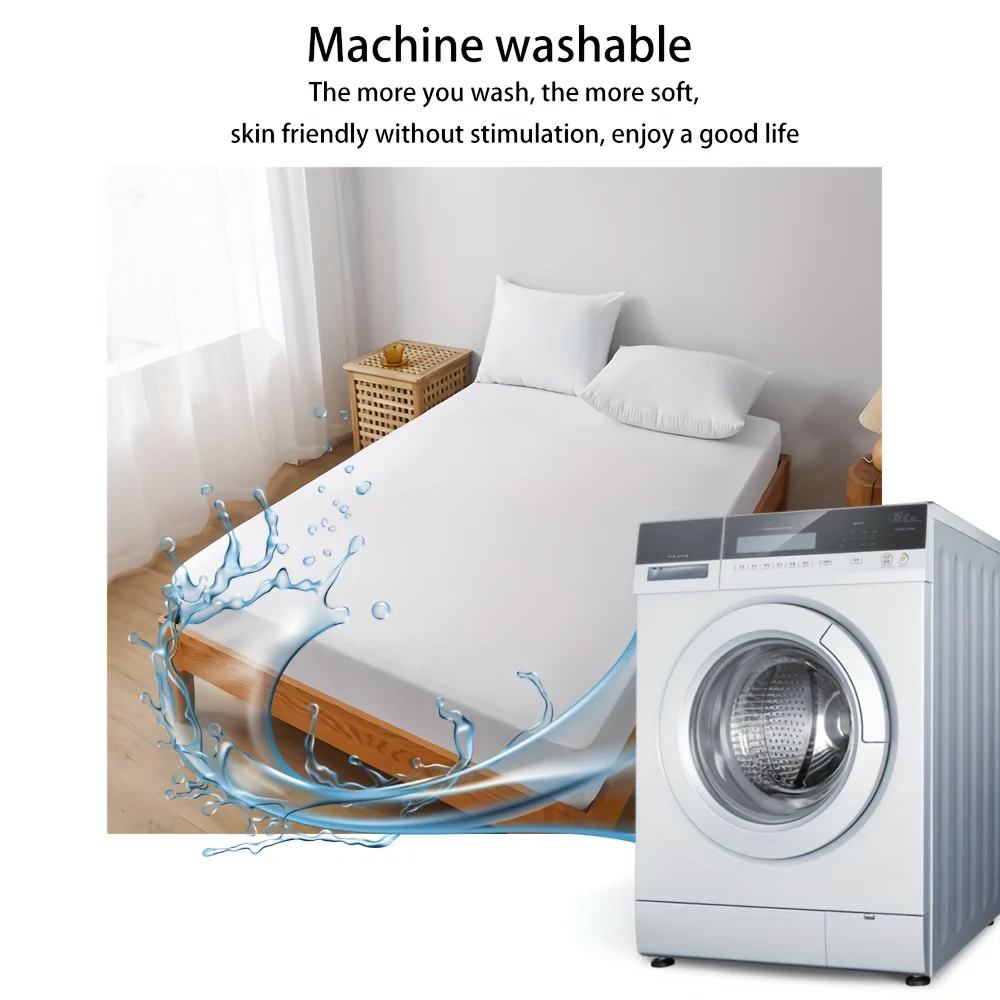 1pc Cooling Fitted Sheet made of 100% Cooling Nylon, Waterproof Bed Sheet Breathable Mattress Cover for Hot Sleepers in Summer 4
