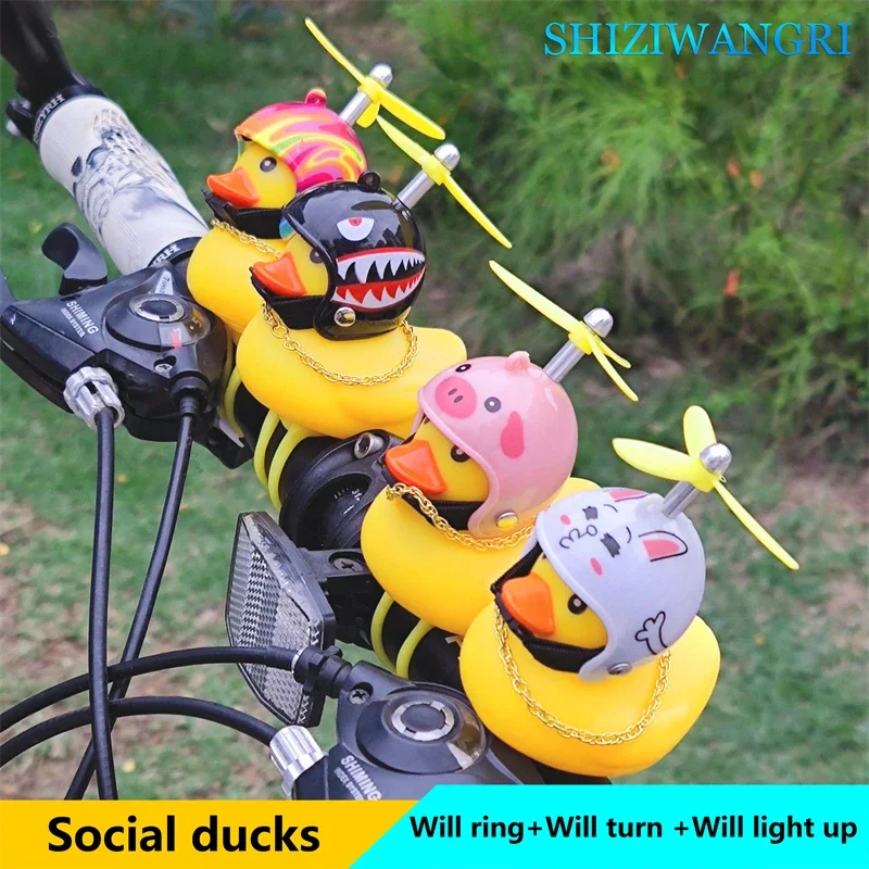 Bicycle Bell Bicycle Accessories Mountain Bike Bell Bicycle Duck Bell with Light Broken Wind Duck Bike MTB Road Bike Motor Helmet Riding Cycling Accessories