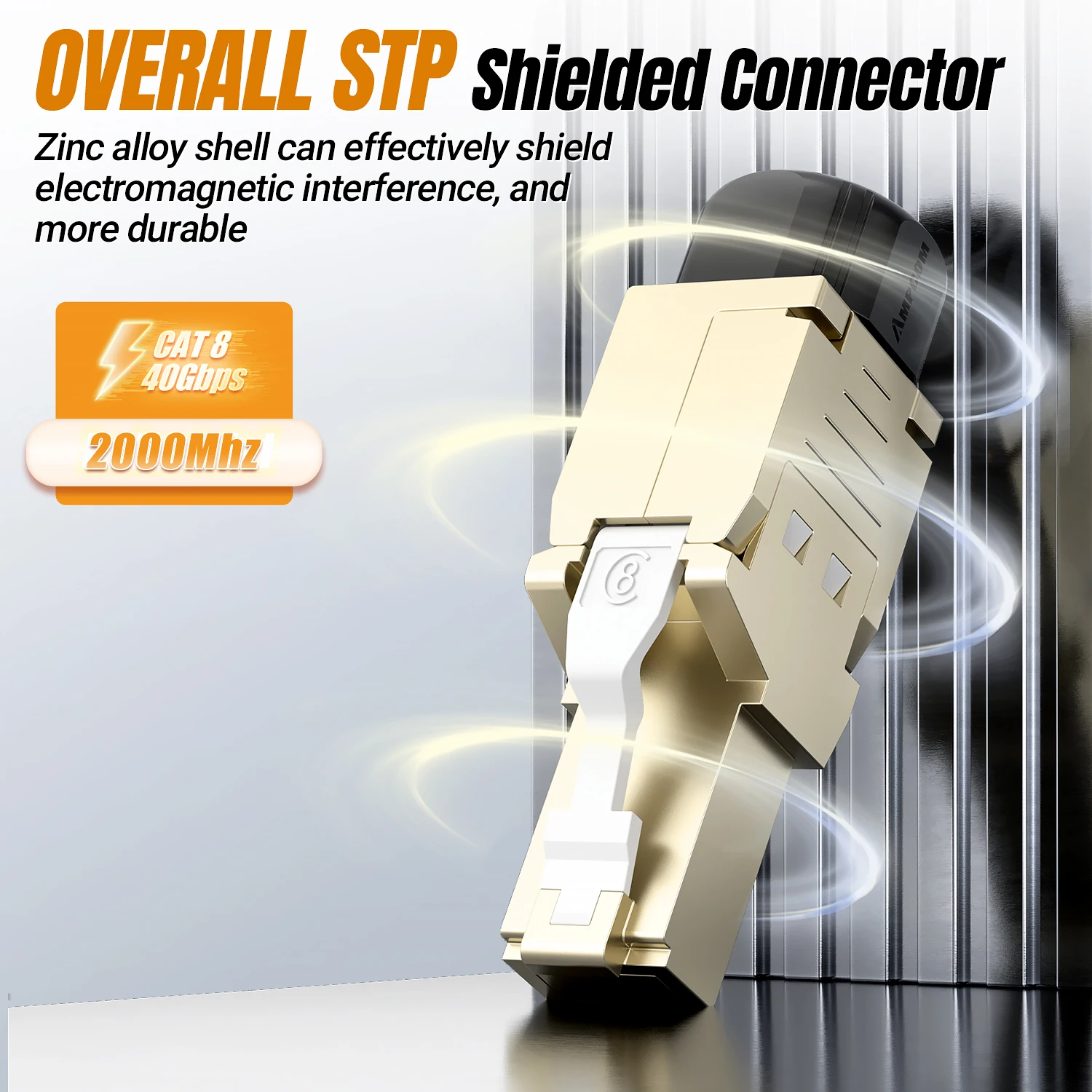 Ampcom Rj45 Connectoren Modulaire Stekker, Cat6 Cat6a Cat7 Cat8 Stp Netwerk Toolless Connector Ethernet Pluggen Kabel Internet Tool Gratis