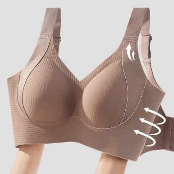 Reggiseno da donna con tracolla antiscivolo e sollevamento allargato, semplice e casual, senza traccia, bella biancheria intima regolabile con coppa piena sul retro