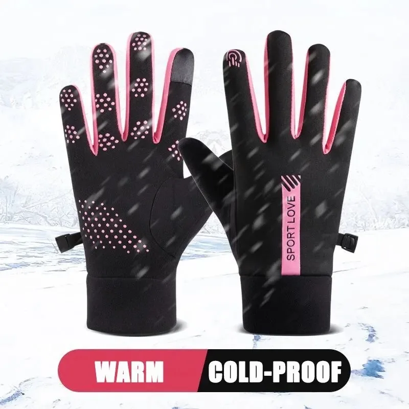 Sports Gloves Womens Autumn and Winter Sports Warm Waterproof and Anti Slip Cycling Wind Cold Resistant Outdoor Activity