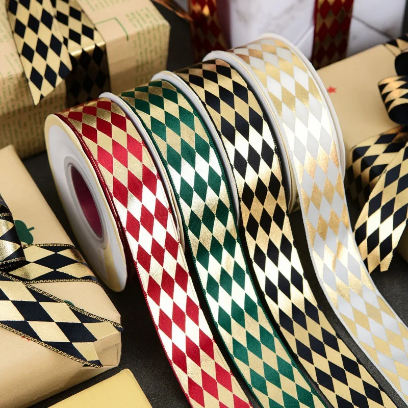 

Gift Box Ribbon Diamond Hot Gold Satin DIY Hair Accessories Bouquet Ornaments Silk Holiday Ribbons
